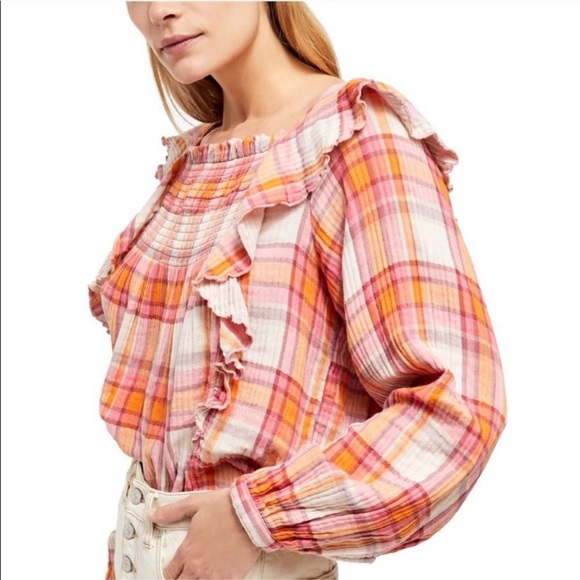 FREE PEOPLE PLAID PULLOVER TEA COMBO - Picture 5 of 7